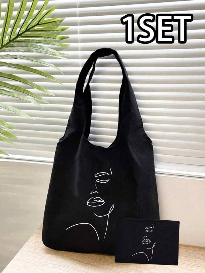 Black Face Tote with pouch