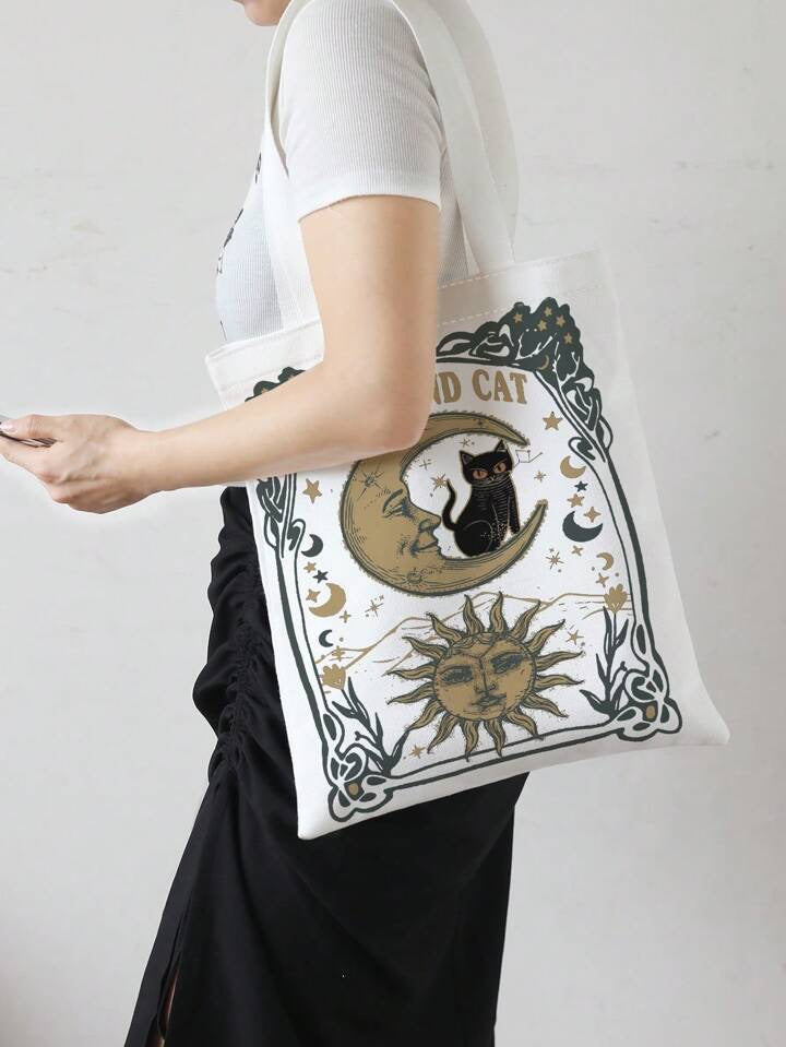 Moon and Cat tote