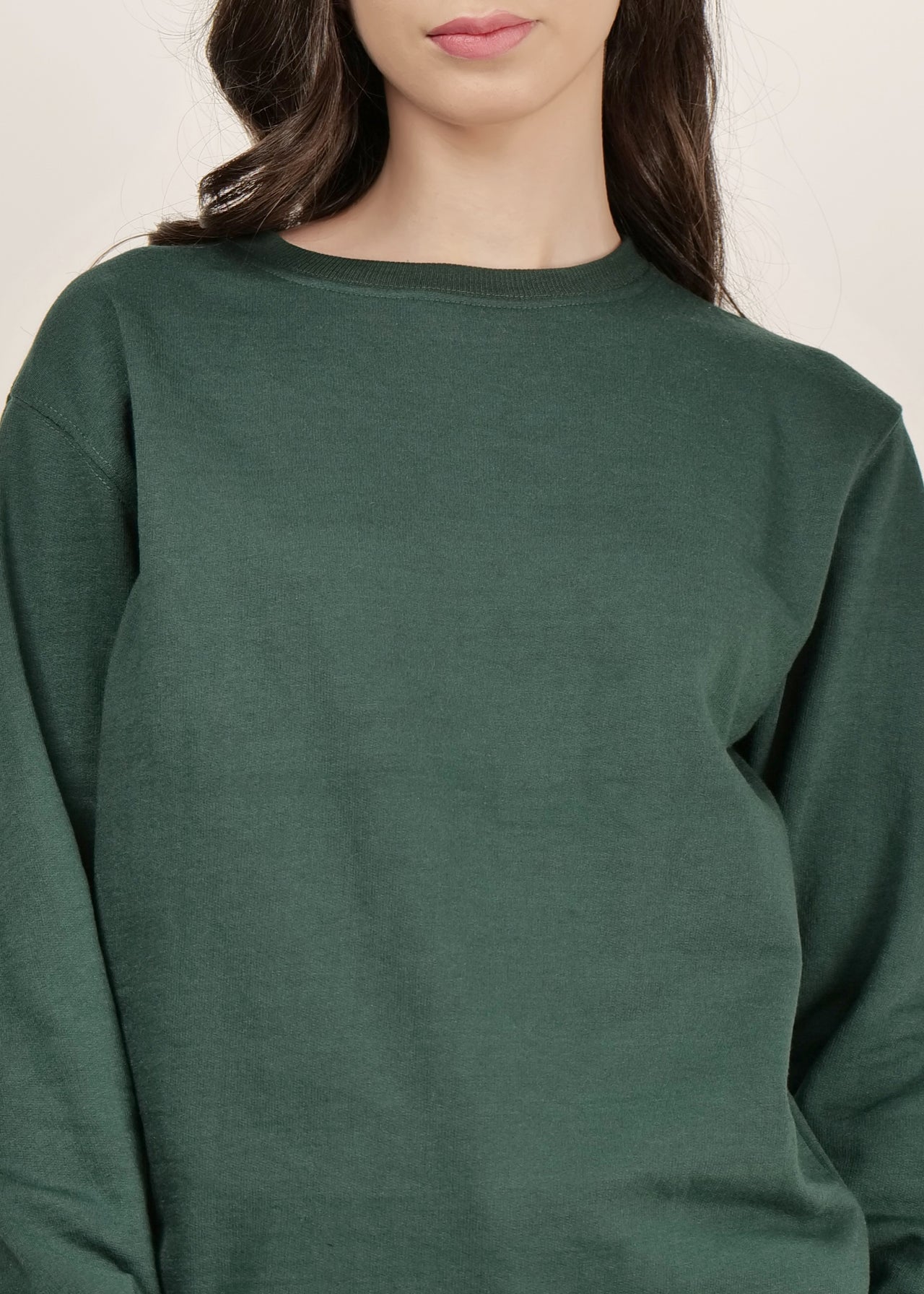 Bottle Green women's Round Neck sweatshirt | pullover for women