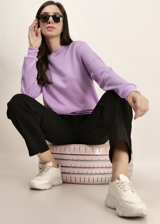 Lavender women's Round Neck sweatshirt | pullover for women