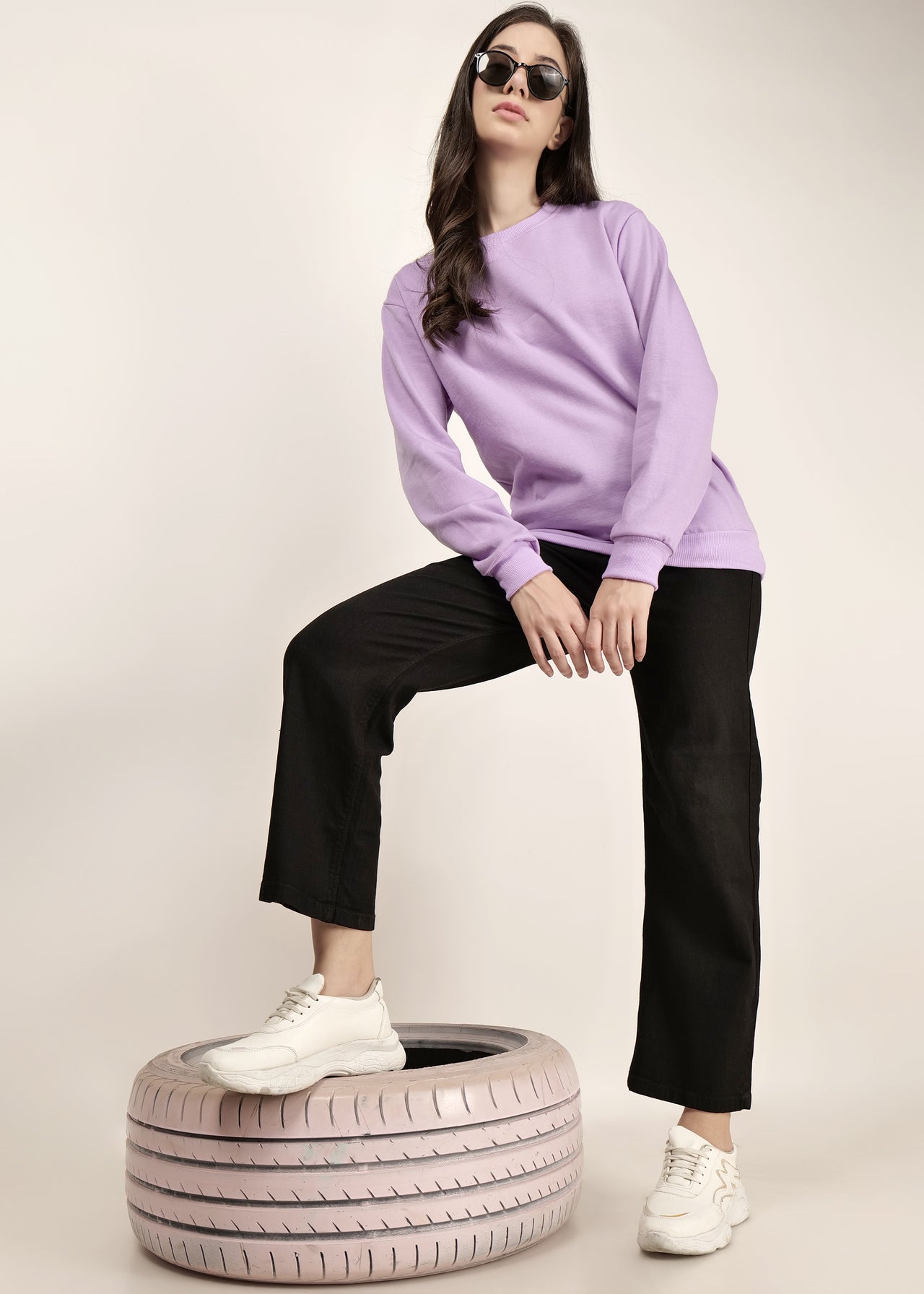 Lavender women's Round Neck sweatshirt | pullover for women