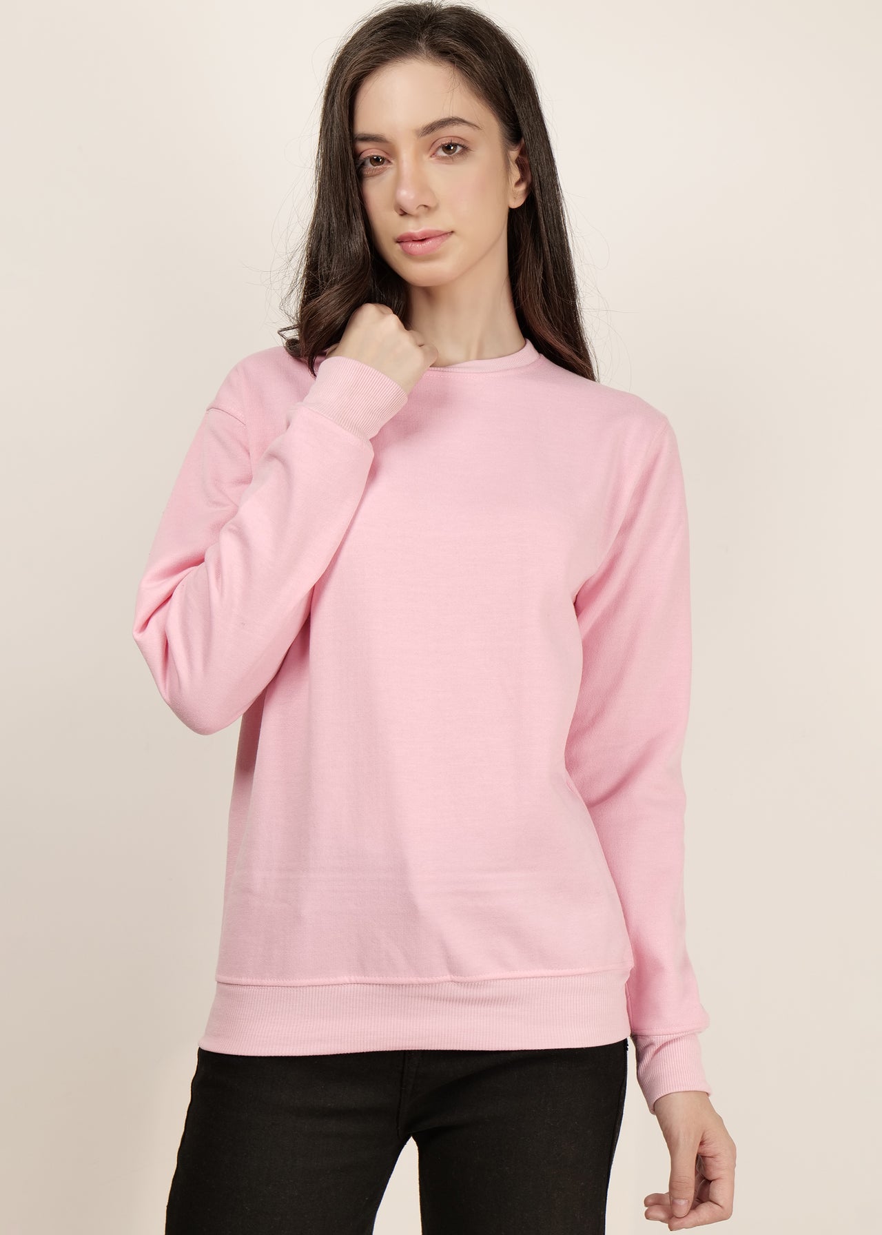 Pink women's Round Neck sweatshirt | pullover for women