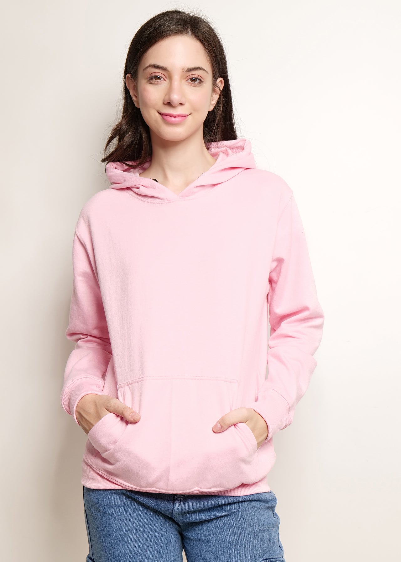 Light pink women's hooded sweatshirt | pullover for women