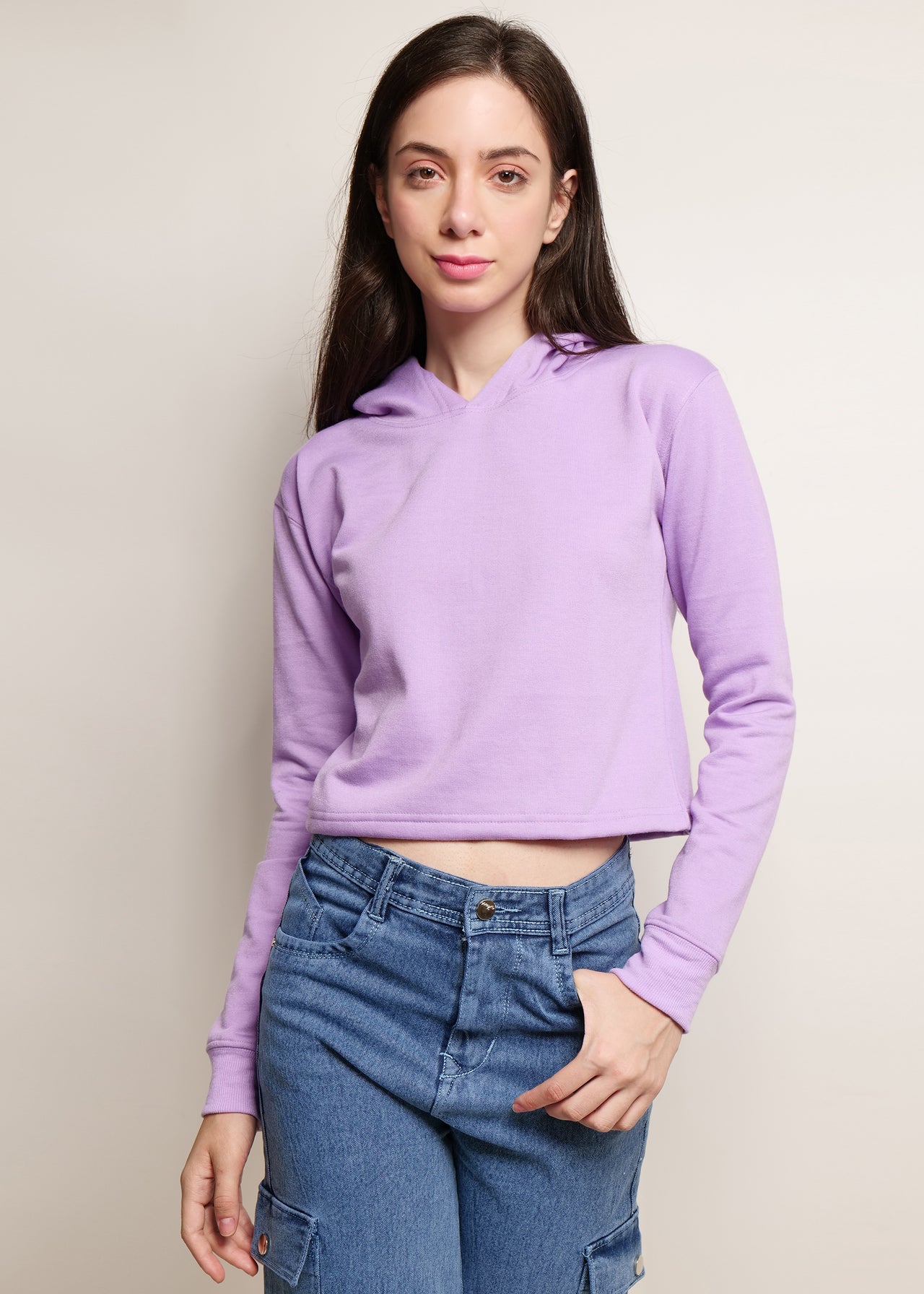 Crop Lavender Hoodie | pullover for women