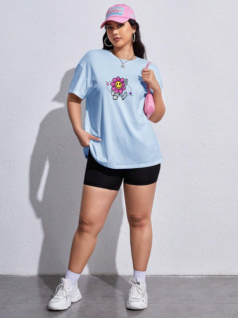 Positive vitality Sky Blue Baggy fit oversized dropshoulder T-shirt