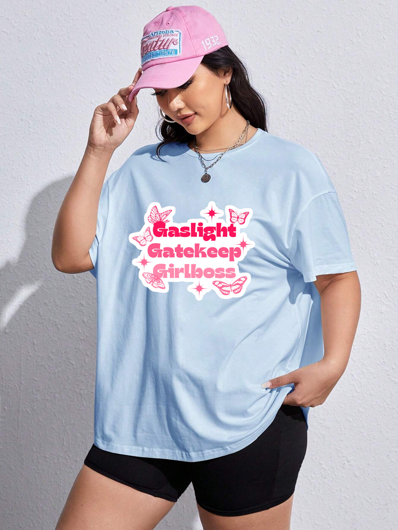 Girlboss sky blue baggy T-shirt oversized drop shoulder