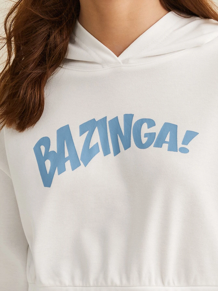 Bazinga Women's white crop hoodie