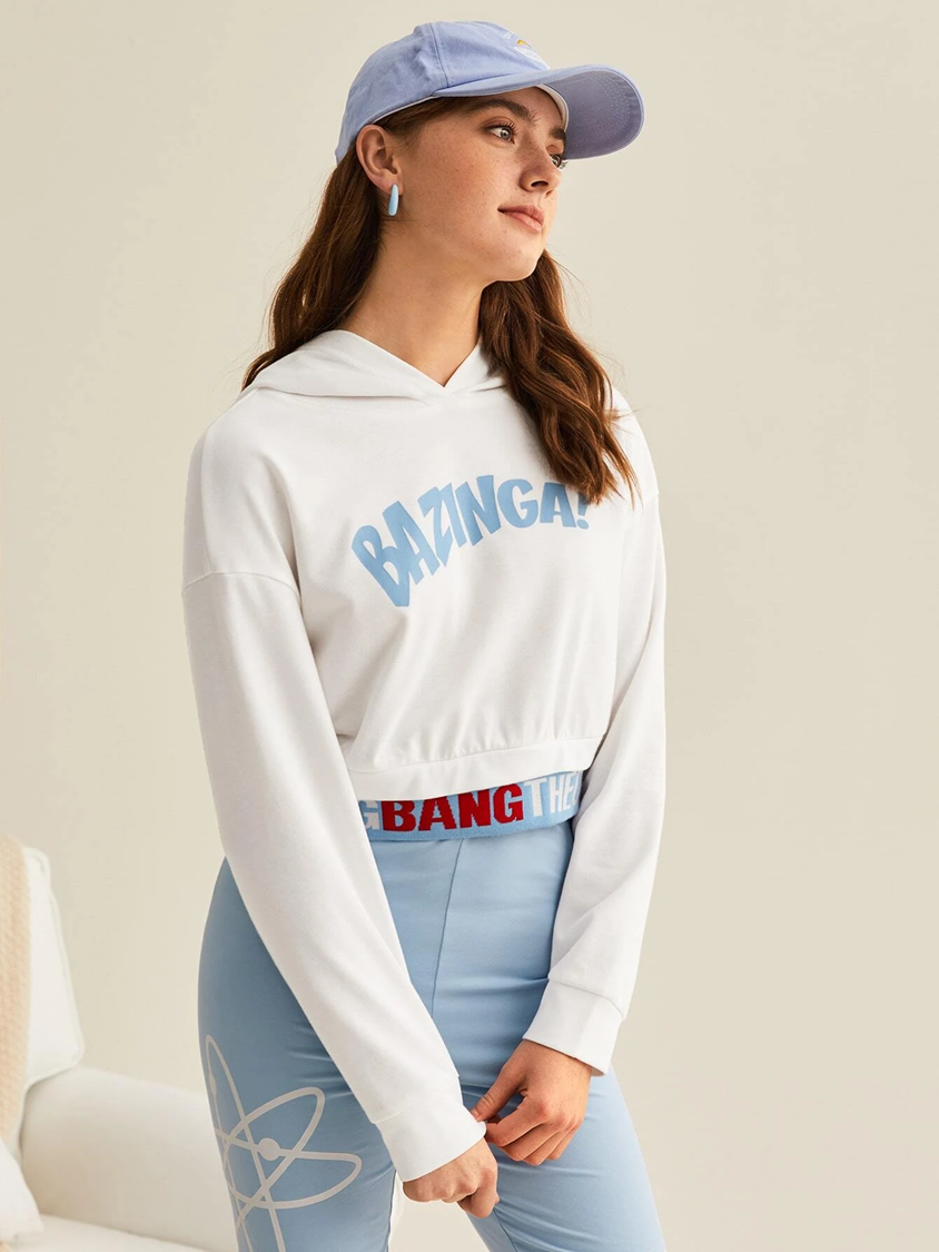 Bazinga Women's white crop hoodie