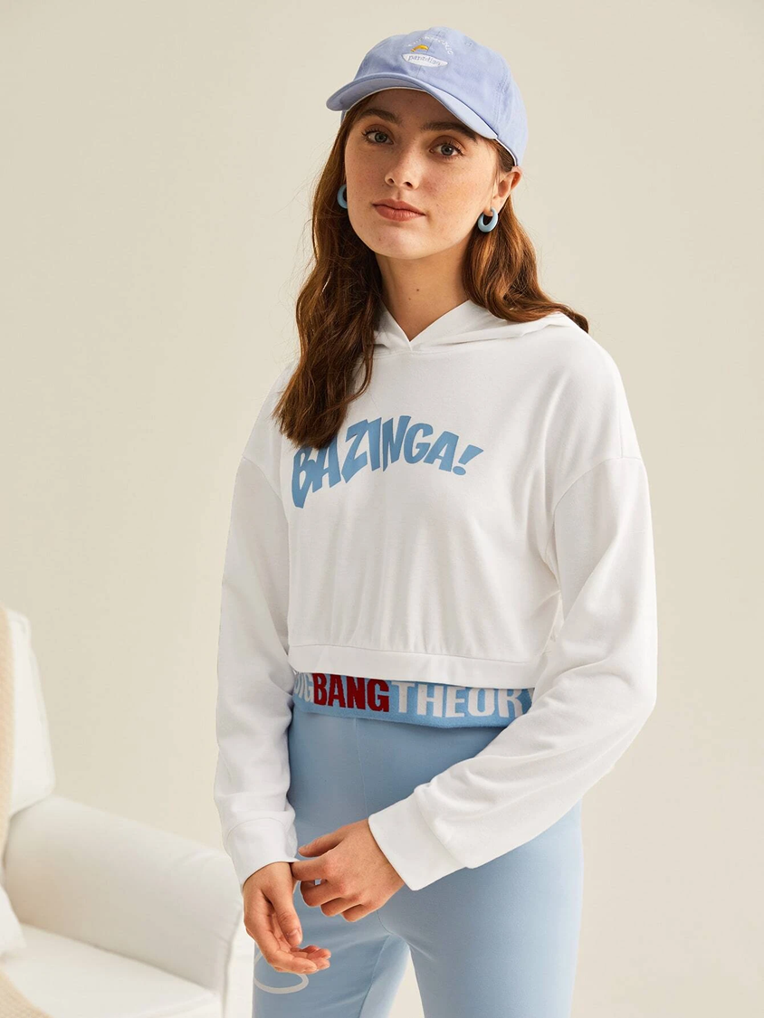 Bazinga Women's white crop hoodie