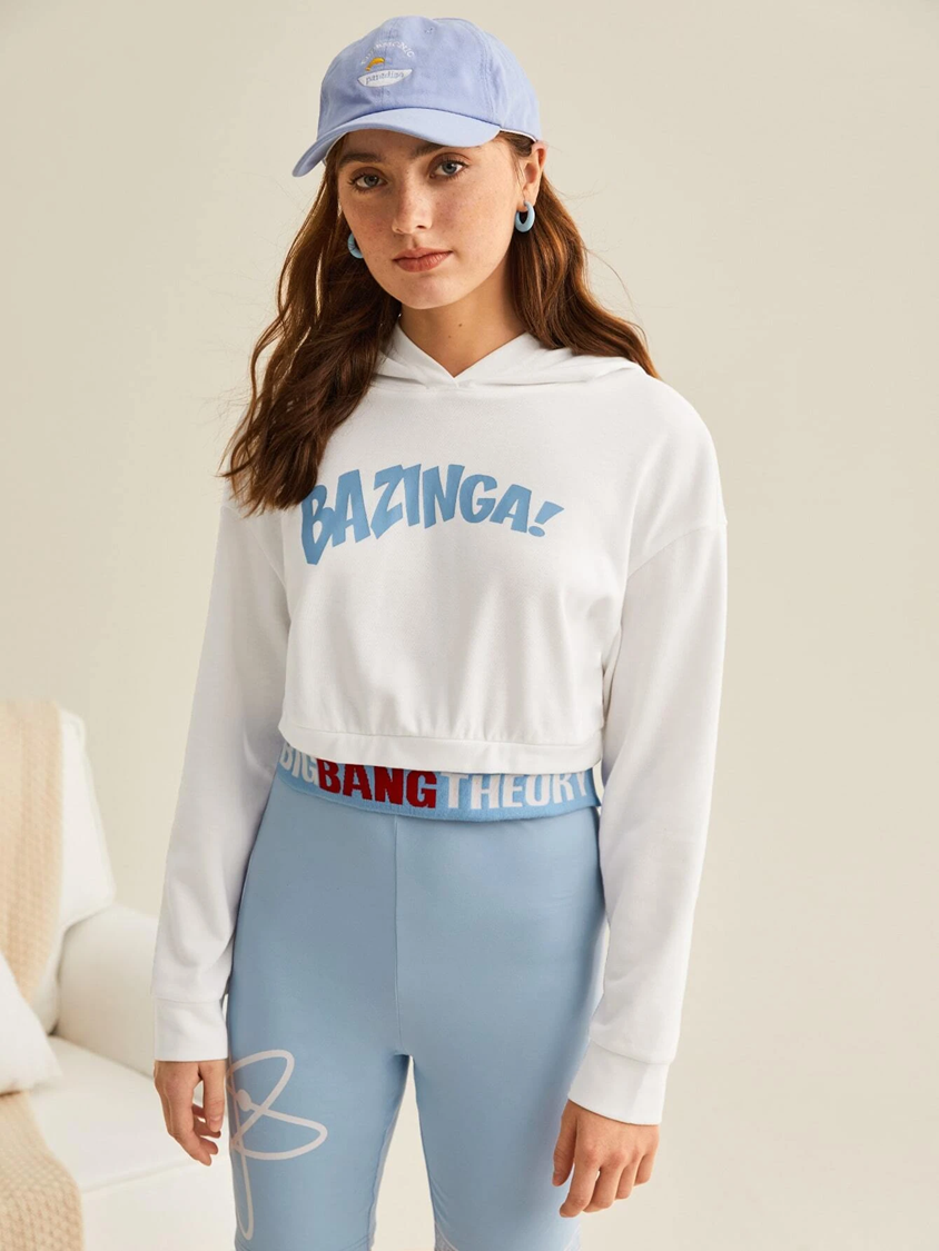 Bazinga Women's white crop hoodie