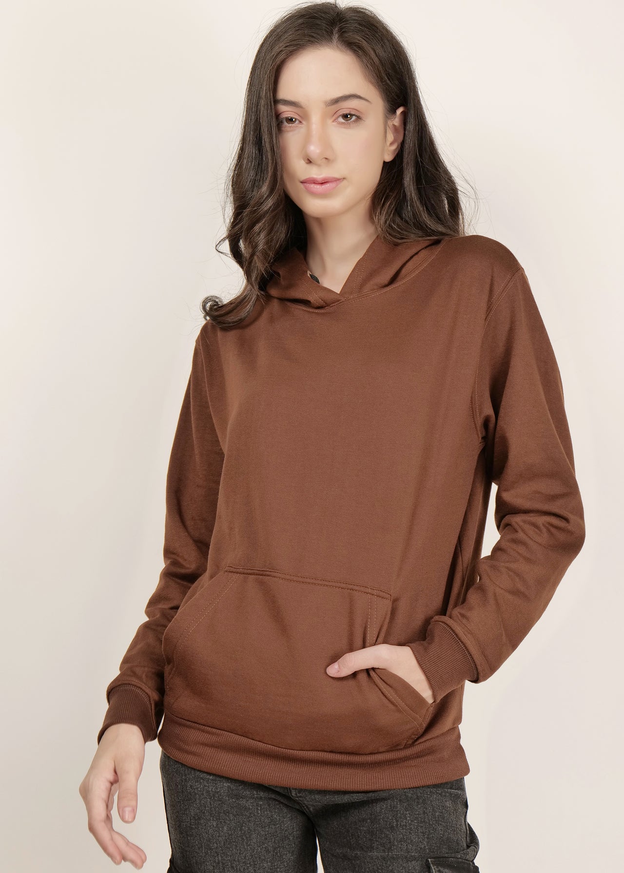 Brown women's hooded sweatshirt | pullover for women