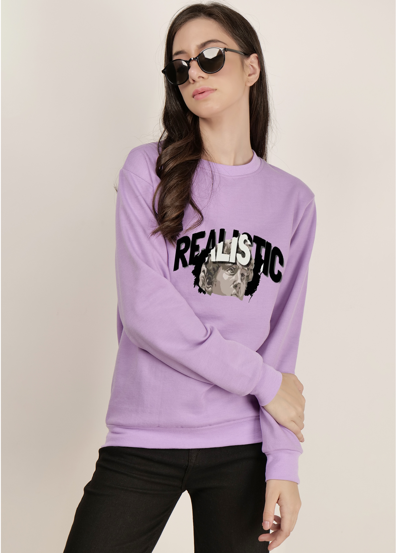 Lavender women's Realistic hooded sweatshirt | pullover for women