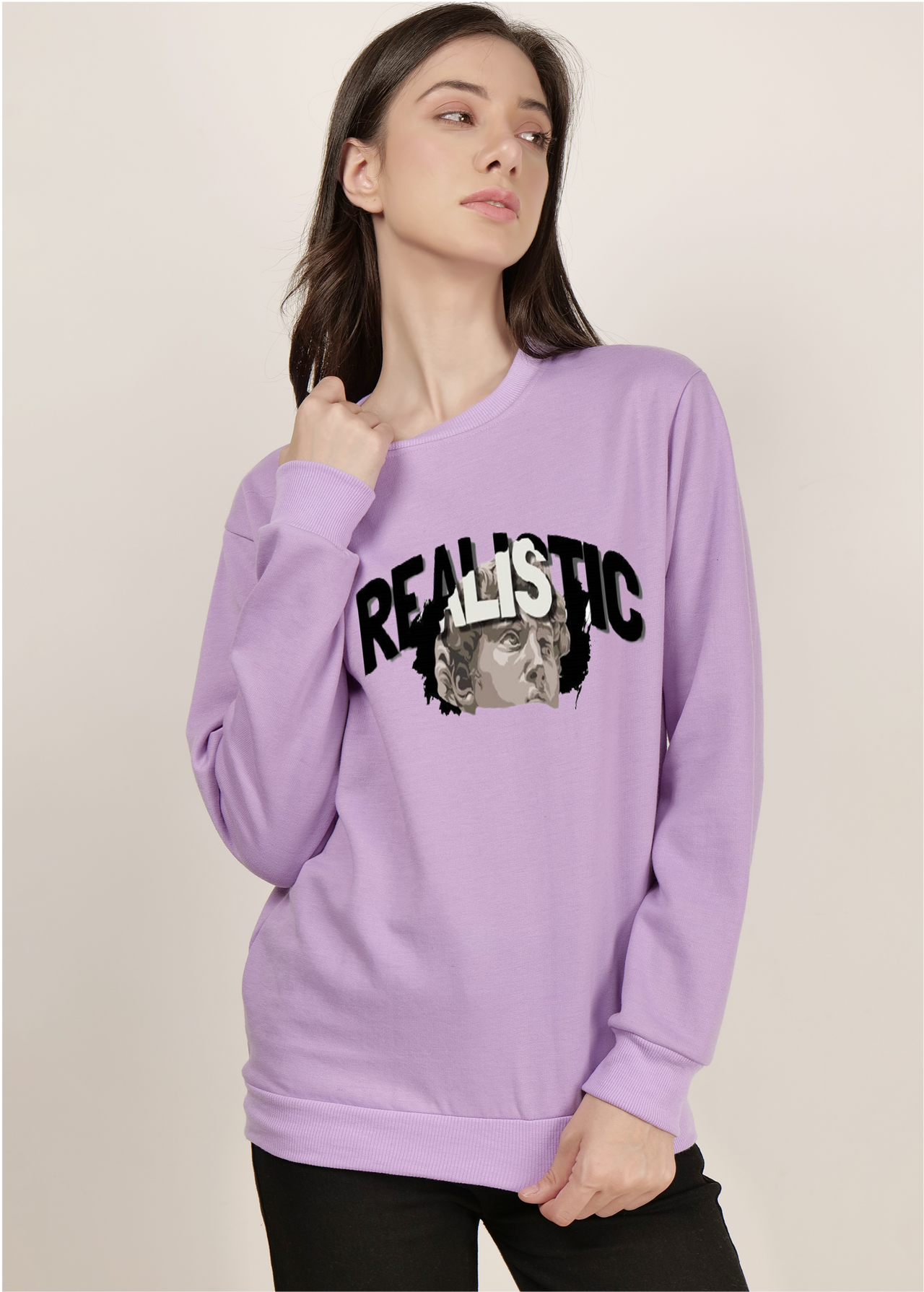 Lavender women's Realistic hooded sweatshirt | pullover for women