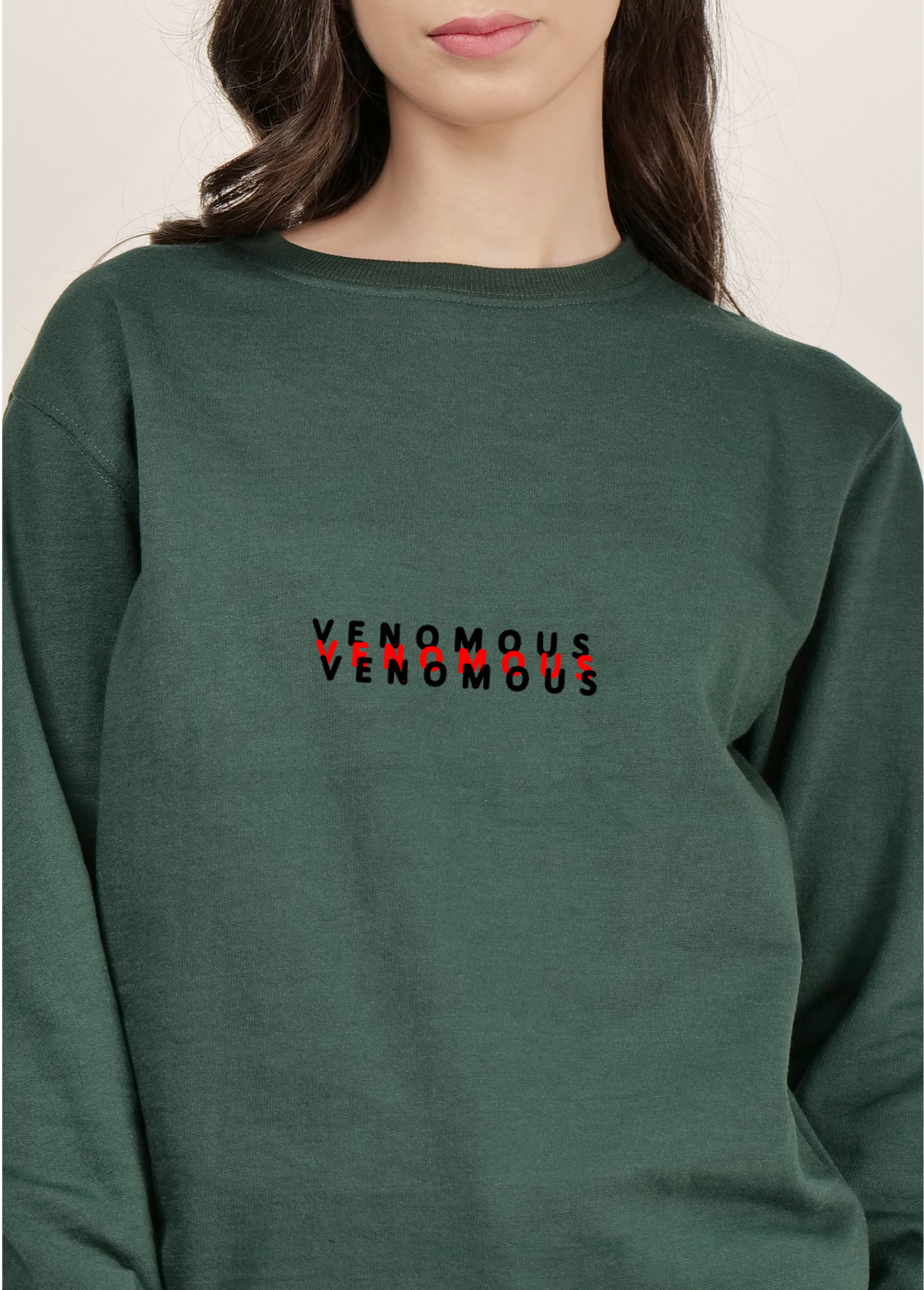 Green women's sweatshirt venomous print | pullover for women