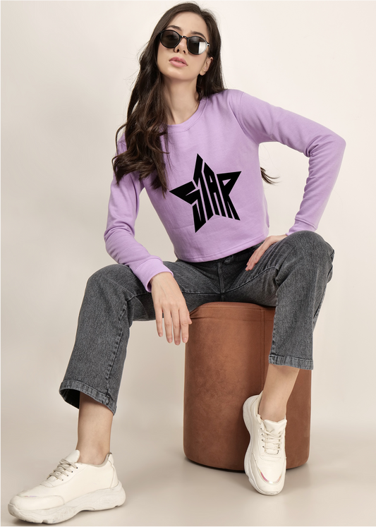 Y2K star Crop lavender sweatshirt| pullover for women