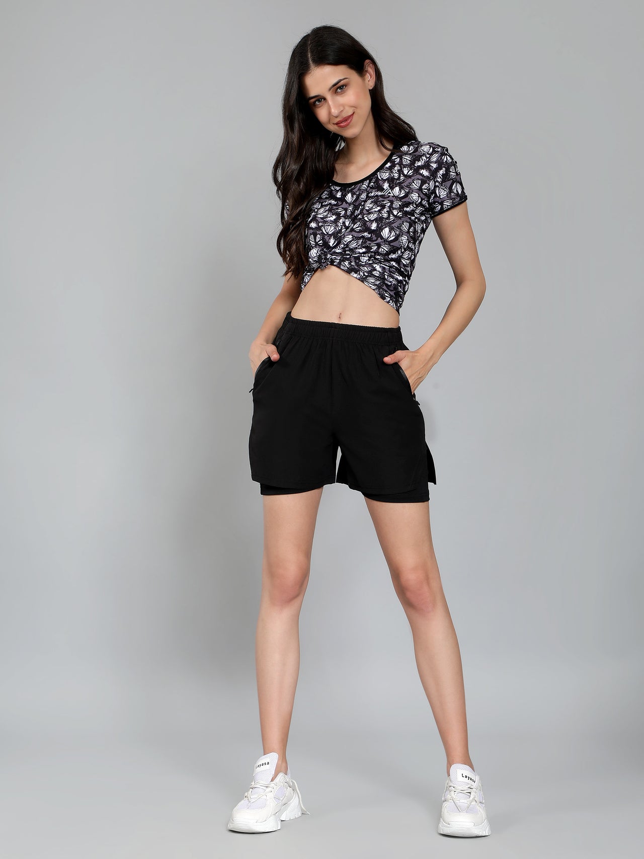 Solid Black Shorts With Pocket