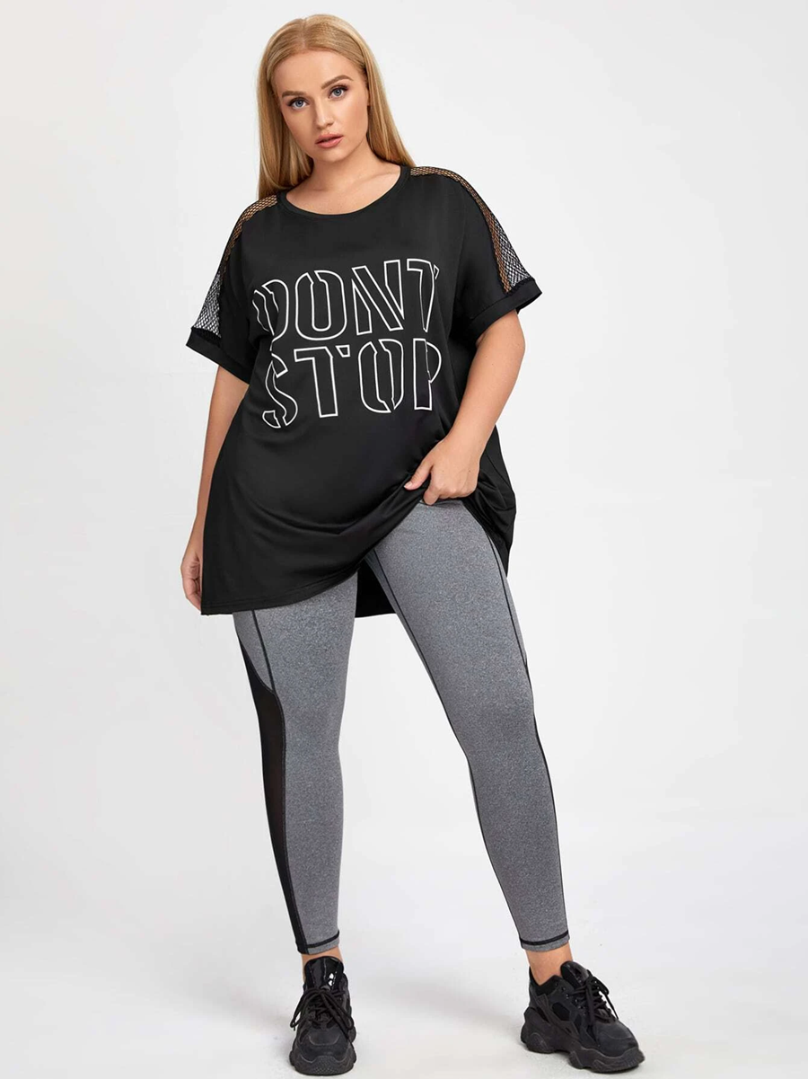 Plus Letter Graphic Sports Top Don't Stop