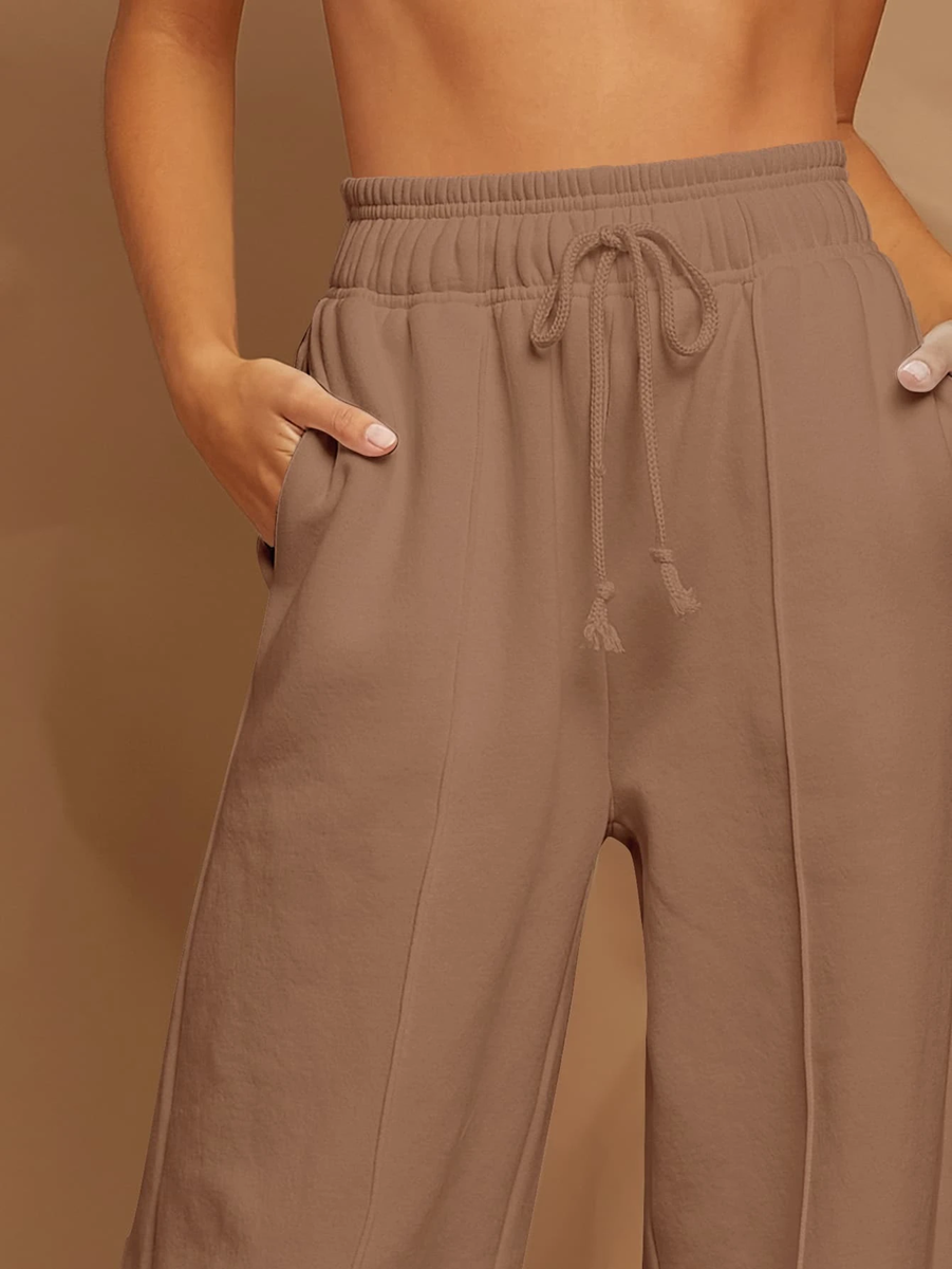 mocha brown broad flare pants for athleisure