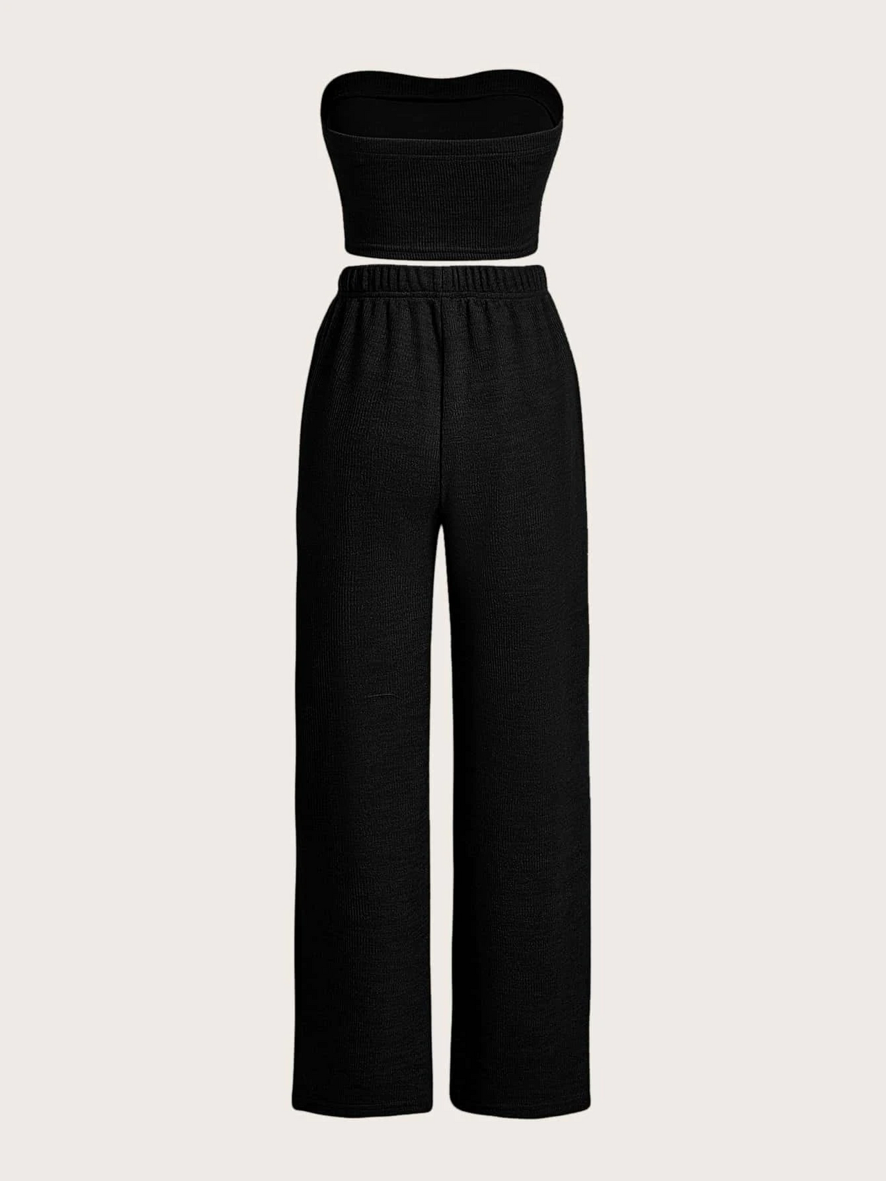 Black Broad Pant And Crop Top