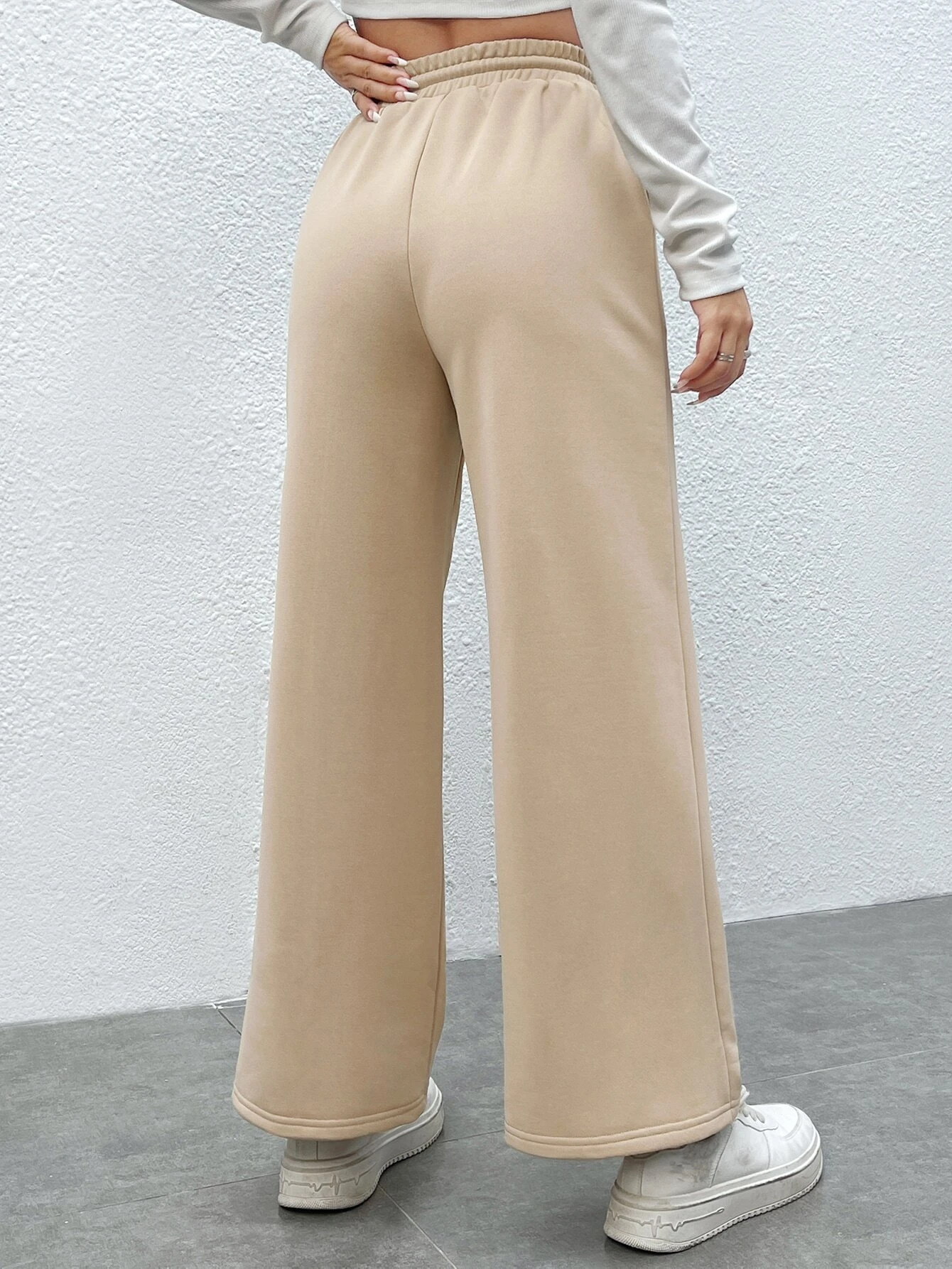 Pleated Cream Colour Broad Pants