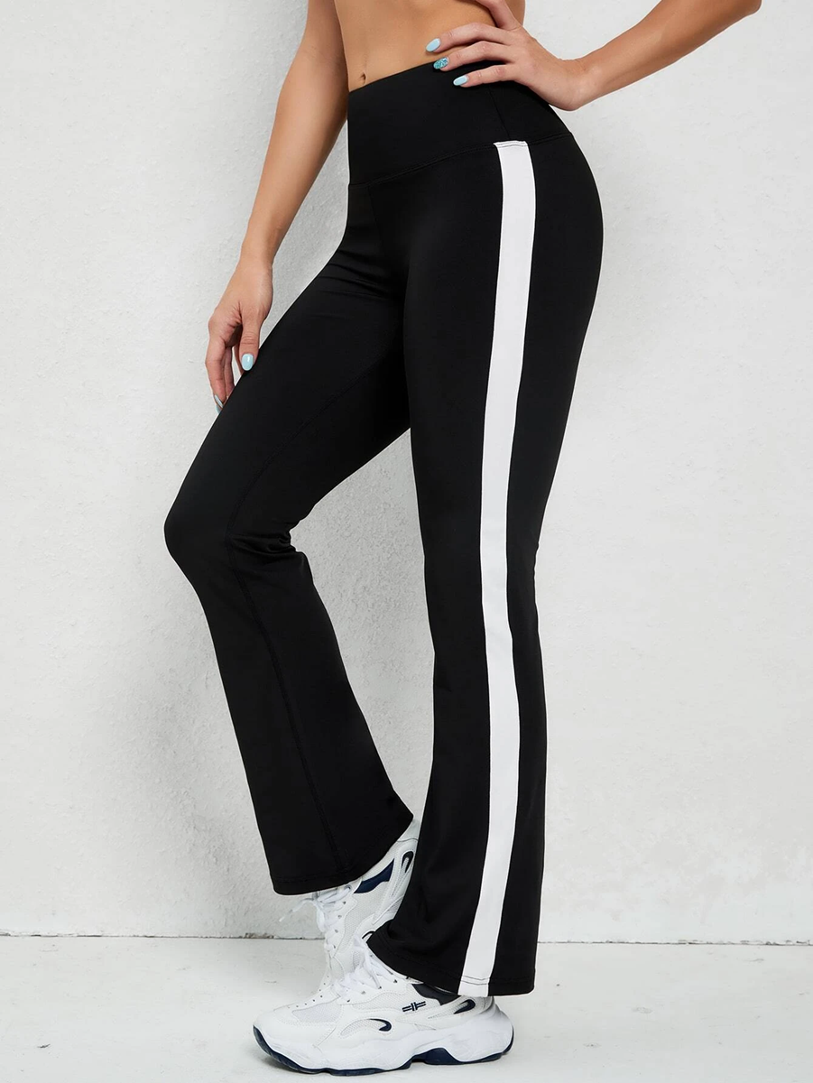 Women's Tights Flare pants Black with white stripe