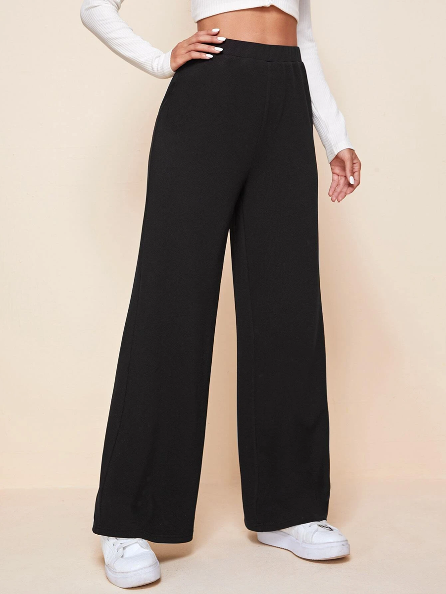 solid black broad pants for athleisure