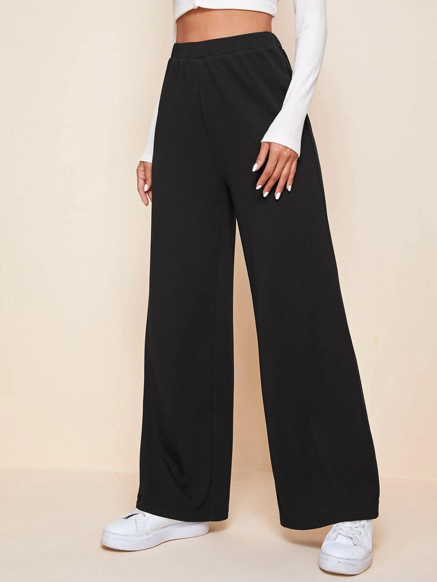 solid black broad pants for athleisure