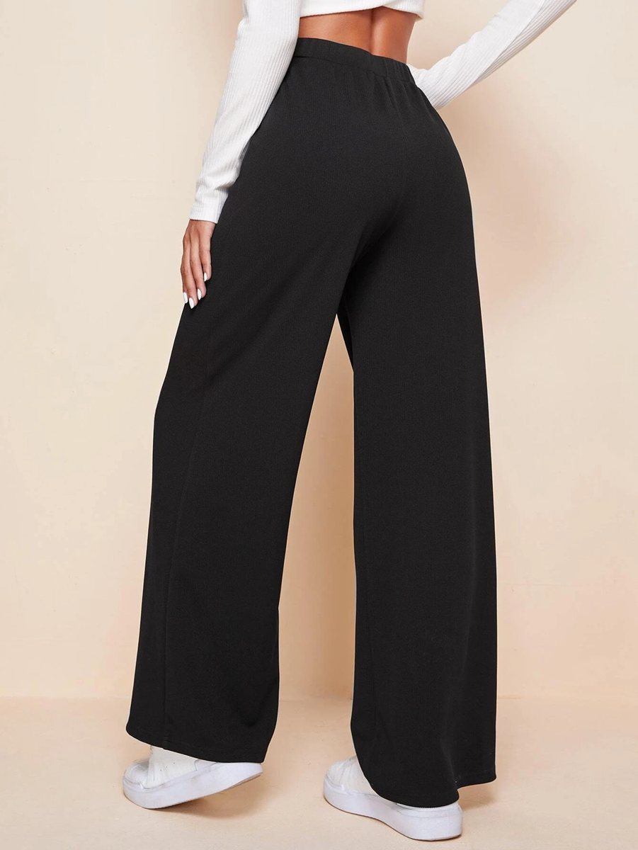 solid black broad pants for athleisure