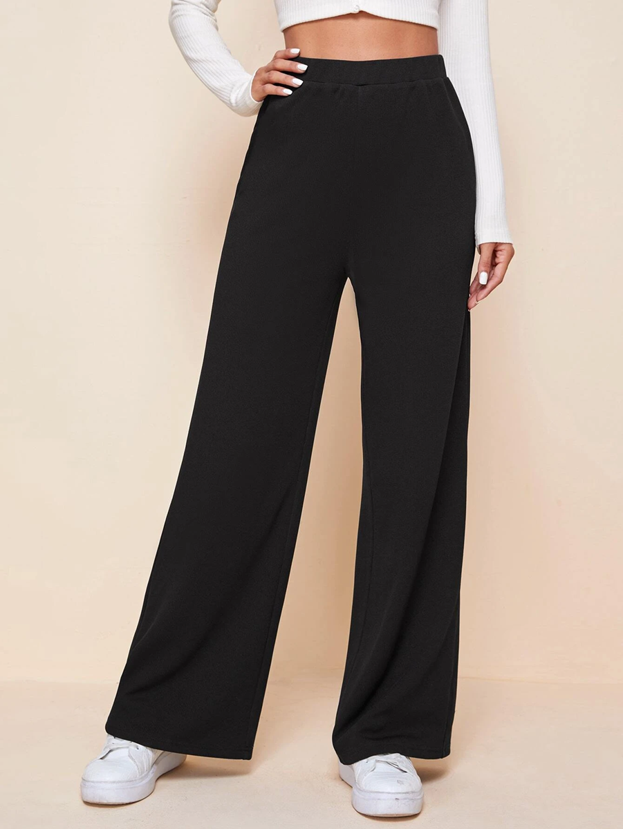 solid black broad pants for athleisure