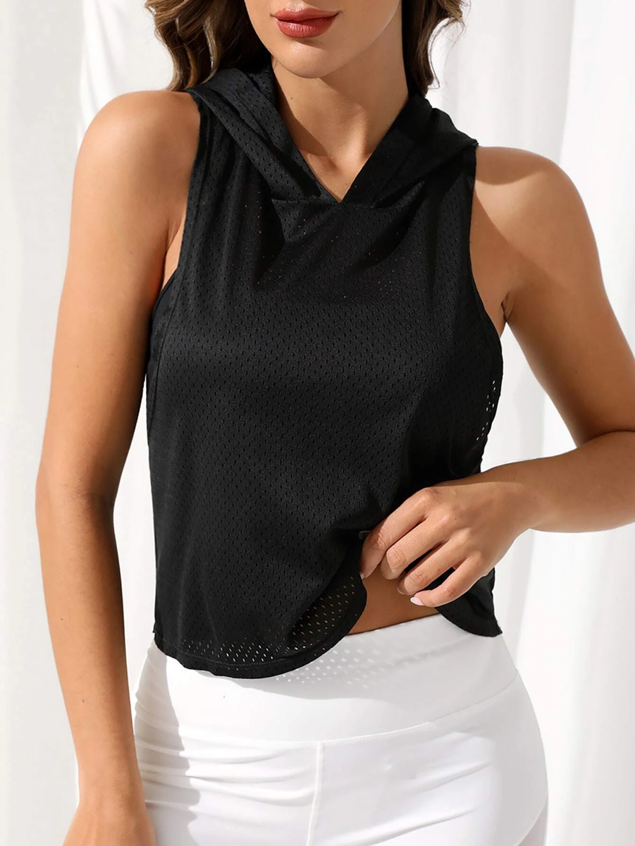 Mesh Crop Hoodes Tank for Gym and sports