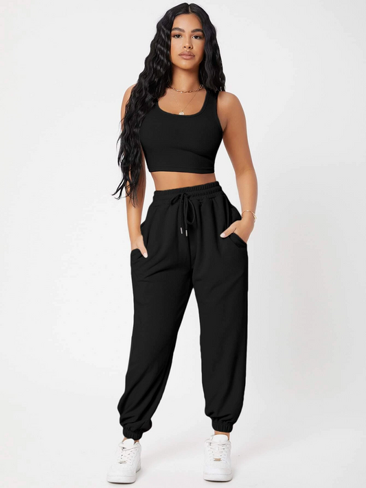 Black Joggers And Crop Top