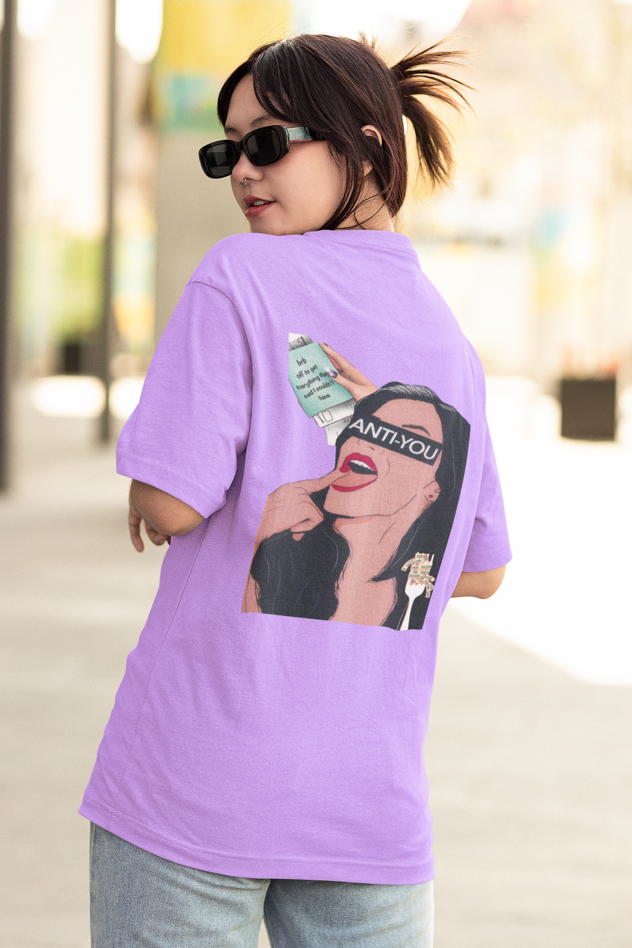 Anti You Lavendar baggy T-shirt oversized drop shoulder