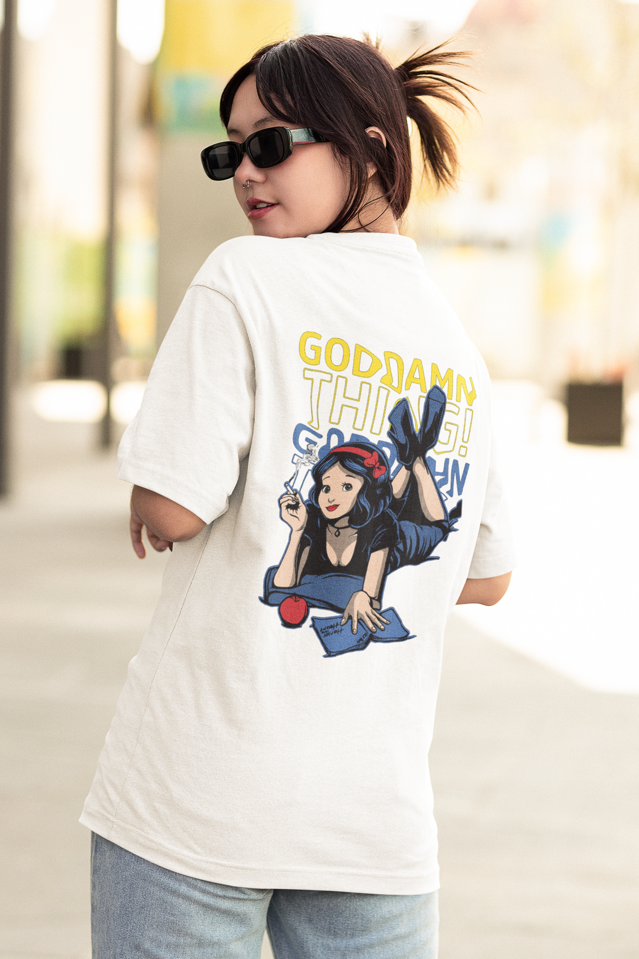 God damn baggy T-shirts white drop shoulder | Future is Female